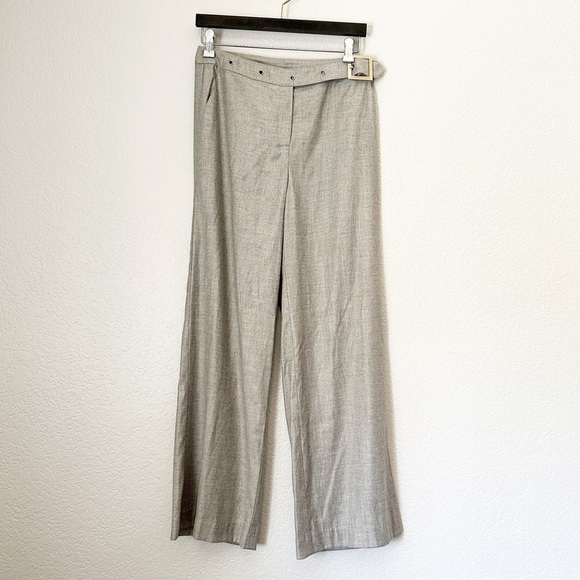 St. John Pants - ST. JOHN Gray Wide Leg Dress Pants With Belt 6